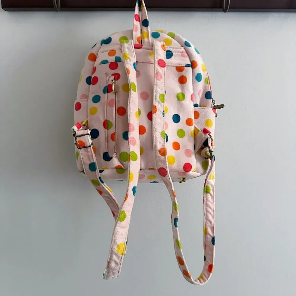 Falcony Pink Brad BackPack Day Bag Velvet Beaded Girly‎ Purse Gold Rose